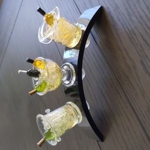 Set of 3 Acrylic Mini Wine Chiller Bottle Stoppers with Arch Display Stand